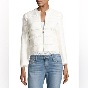 Rebecca Taylor Fringed Blazer in Snow. Size 4